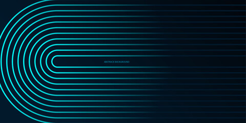 Abstract glowing blue rounded rectangle lines on dark blue background. Modern shiny geometric stripes lines.