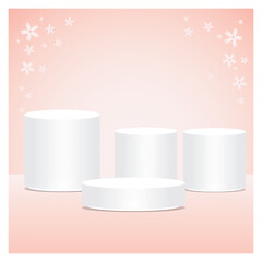 4 White Cylinder Base Stand 3D With Pink Background