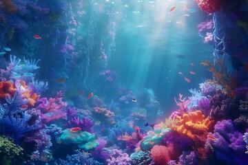Fototapeta na wymiar Vibrant Underwater Reefs with Tropical Fish