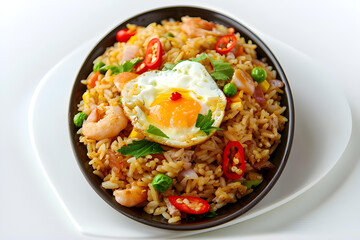 Fried rice or Nasi Goreng isolated on white background
