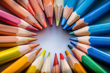 Naklejka premium Top view set of colored pencils
