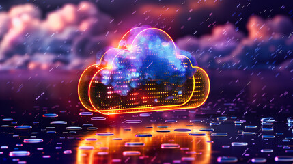 Digital Cloud Networking, Blue and Black Tech Background, Modern Communication and Data Storage, Futuristic Computing and Internet Services, Secure Information Exchange