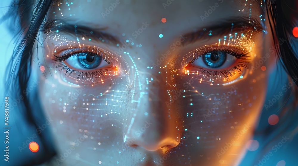 Poster facial recognition. biometrics. security systems.
