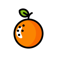 Orange fruit colorful icon. Citrus sign. Juicy organic food logo symbol. Vector stock illustration.