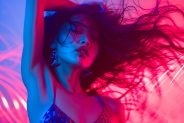 Professional Photography of a Supermodel in a Dynamic and Energetic Dance-Inspired Shoot, Capturing Fluid and Expressive Movements, Generative AI