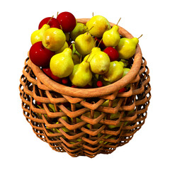 3D Rendering Medieval Basket on White