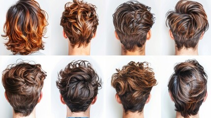 Isolated set of fashionable man's hairstyles for designers - obrazy, fototapety, plakaty