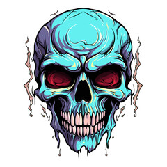 Fototapeta premium Devil's skull in vector pop art style.