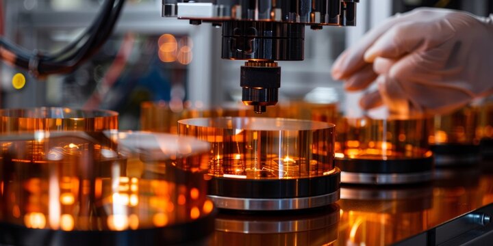 Several sheets of copper foil laid out on surface, with transparent film on top. Manufacturing of making graphene using chemical processes.