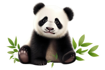 Playful Panda Cutout on Transparent Background
