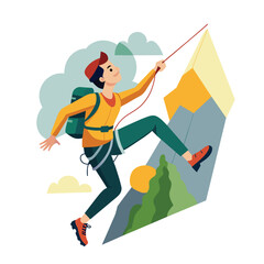 Flat Illustration Vector Of Someone Climbing