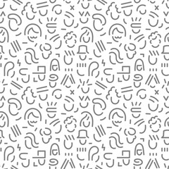 faces of modern people abstract line seamless background , vector design element