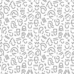faces of modern people abstract line seamless background , vector design element