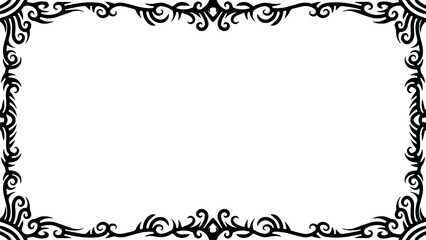 black and white floral ornamen border in white background