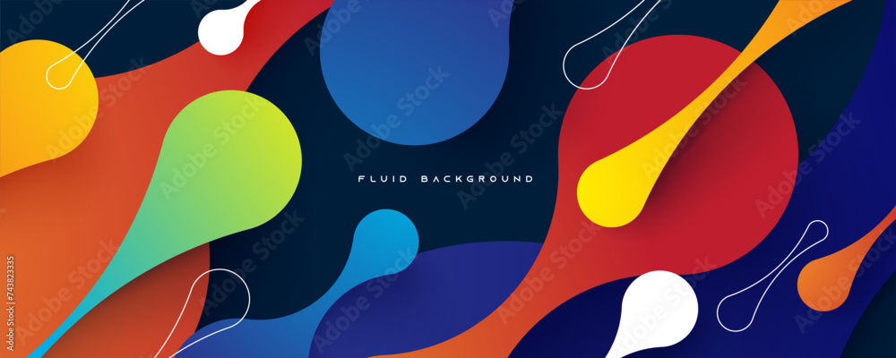 Wall mural blue and orange gradient dynamic fluid background design vector