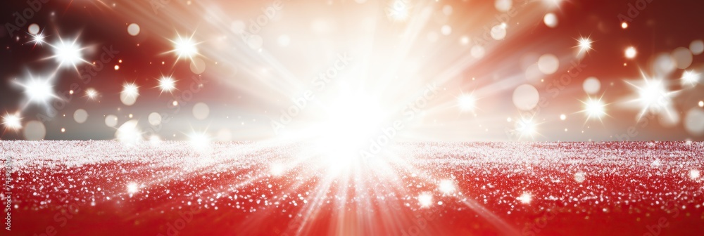 Poster a vibrant, intense bright light radiates on a rich red background, creating a striking contrast and 