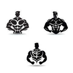 Collection of men silhouettes. Fitness gum icons in black color isolated on white