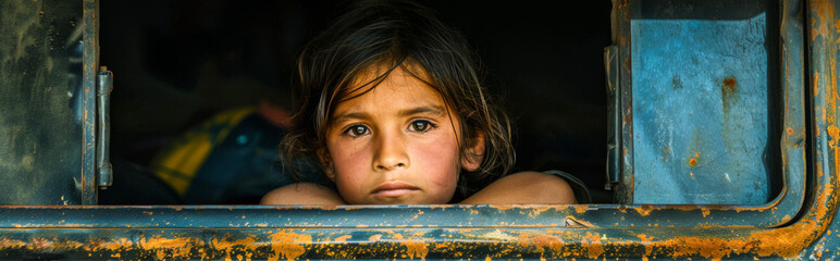 Portrait of a poor little girl
 - obrazy, fototapety, plakaty