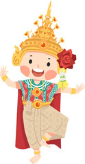 Thai girl dress traditional cartoon