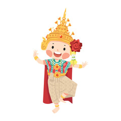 Thai girl dress traditional cartoon