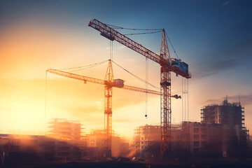 Fototapeta na wymiar Construction concept - construction site with cranes