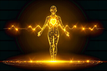 Conceptual illustration of human spirituality and science, merging anatomy with abstract light for a mystical visual metaphor