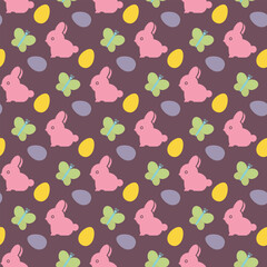 Easter seamless pattern with rabbits