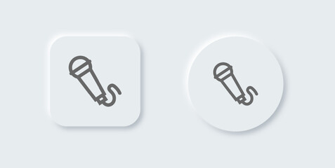 Microphone line icon in neomorphic design style. Voice signs vector illustratoion.