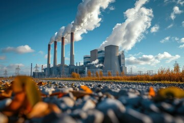 photograph of Coal-fired power plants produce electricity. wide angle lens daylight --ar 3:2 --stylize 250 --v 6 Job ID: c7452082-ac04-46f8-b8b7-6ce7dc125e7b