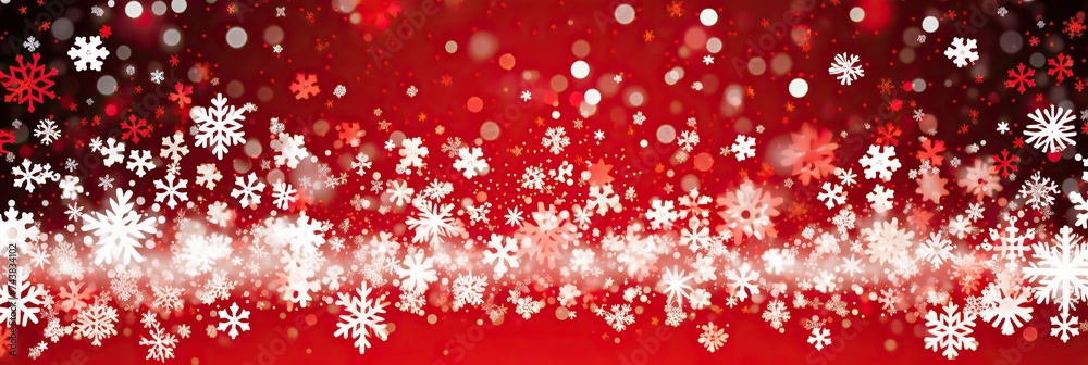 Canvas Prints Red and white background adorned with delicate snowflakes, creating a magical winter scene