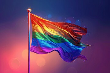 LGBTQ Pride rainbow radiance. Rainbow aquamarine colorful humanity diversity Flag. Gradient motley colored vanilla LGBT rights parade festival profile diverse gender illustration