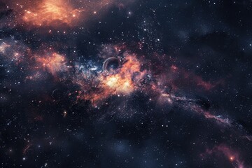 Fototapeta premium Galactic panorama with stars nebula and galaxies.