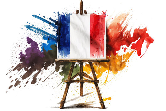   isolated Malbert. colorful french flag blue white red color holi paint powder explosion on isolated background. france europe celebration soccer travel tourism concept