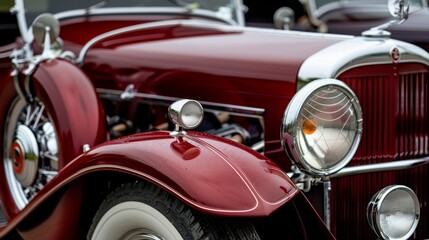 Elegant closeup of a classic vintage car with detailed craftsmanship