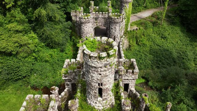 Flying over the mysterious towers of Ireland 4k