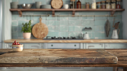 Kitchen wooden board in kitchen with blue background