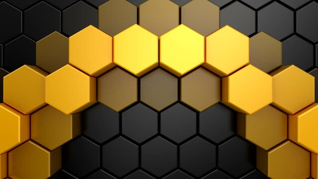 Background of Hexagons. Abstract motion, loop, two color, 3d rendering, 4k resolution
