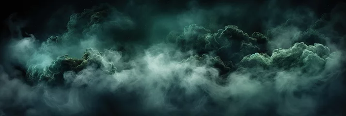 Fotobehang A swirling mass of dense, billowing smoke fills the air, enveloping everything in a hazy blanket of grey © nnattalli