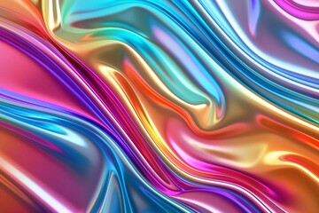 Vivid Abstract Color Waves Background with Vibrant Metallic Sheen