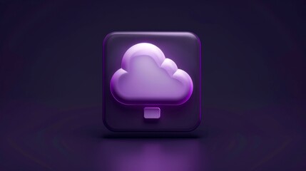 Close-up, Abstract minimal cloud computing icon with dark background
