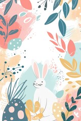 Fototapeta na wymiar Easter modern colorful illustration, bunny and egg for greeting card