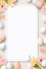 Blank photo frame copy space with Easter banner and decoration