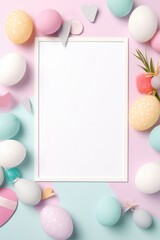 Naklejka na ściany i meble Blank Easter white frame copy space with decoration