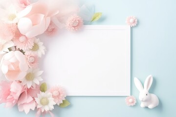 Obraz na płótnie Canvas Blank white frame copy space with Easter banner and decoration