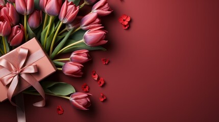 the concept of mother's day and women's day with flowers. copy space. AI Generative