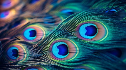 peacock feather closeup ,Colorful peacock feathers ,Shallow Dof.