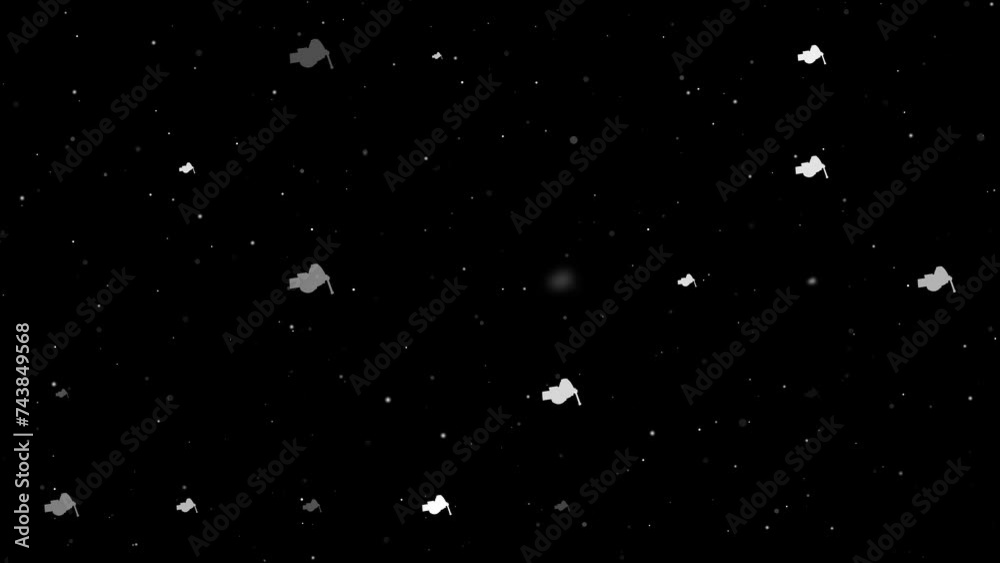 Poster template animation of evenly spaced vise symbols of different sizes and opacity. animation of transp