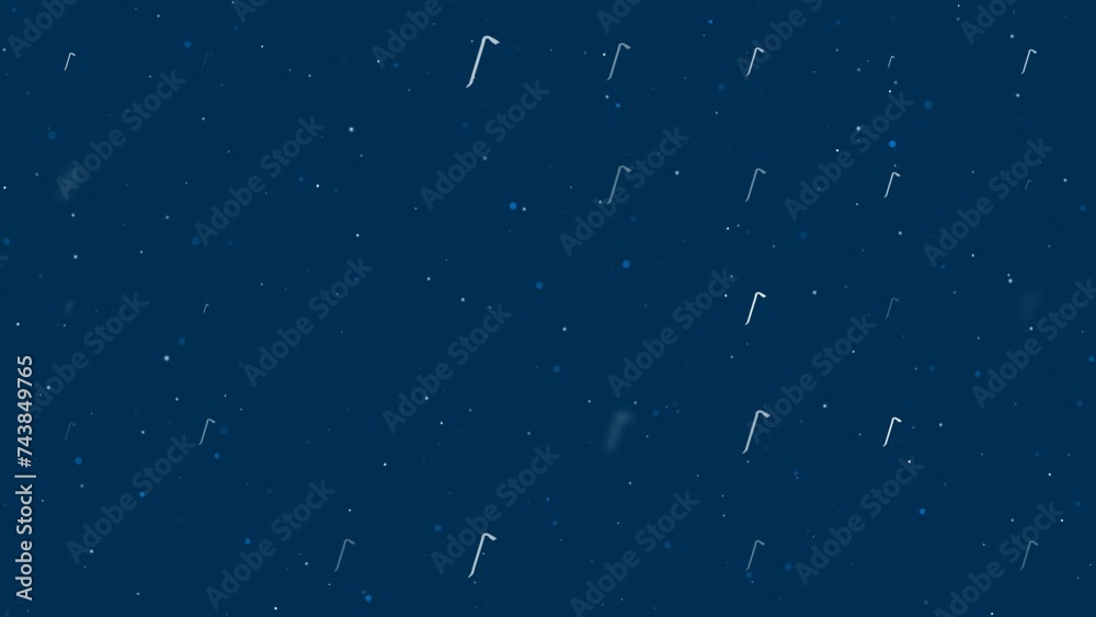 Poster template animation of evenly spaced crowbar symbols of different sizes and opacity. animation of tra