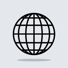 Globe icon vector. Website sign symbol vector. Planet vector icon illustration isolated on gray background
