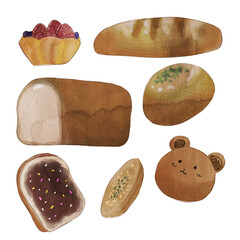 Breads Watercolor Illustration